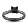 Billede af Ring Solitaire med sort brill. 0,75 ct. i sort rhodineret sølv