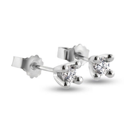 Billede af Ørestik 4 grab. fatning, 2* 0,40 w/piq. 14 kt. hvg.