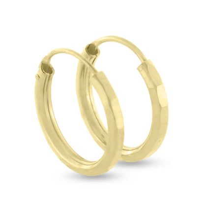 Billede af By Pind creoler med facetter i forgyldt sølv med vippelås - 14 mm