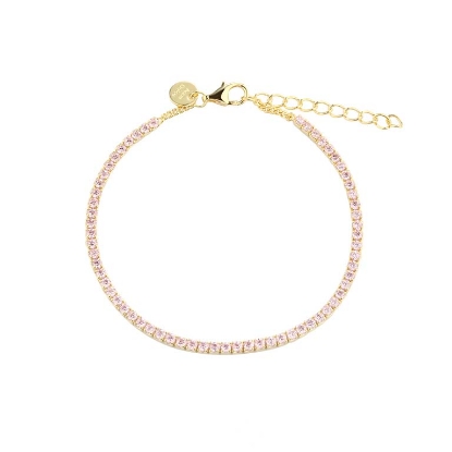 Billede af Aqua Dulce Rose Dagny Tennis armbånd forgyldt sølv m. cz (17 + 3 cm)