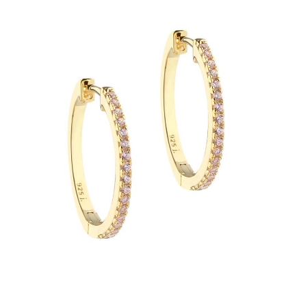 Billede af Aqua Dulce Rose Raya øreringe forgyldt sølv m. cz - 20 mm