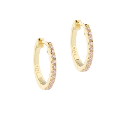 Billede af Aqua Dulce Rose Raya øreringe forgyldt sølv m. cz - 15 mm