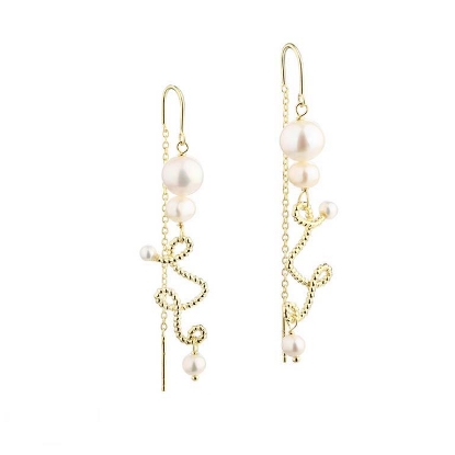 Billede af Aqua Dulce Swirl Love øreringe forgyldt sølv m. perler