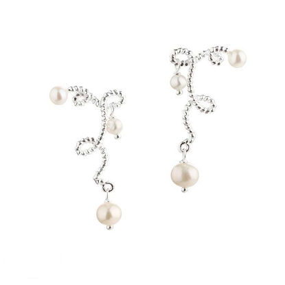 Billede af Aqua Dulce Swirl Love øreringe sølv m. perler