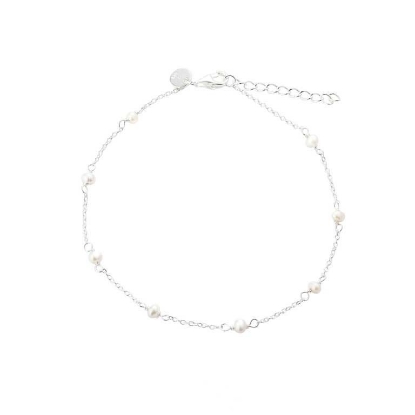 Billede af Aqua Dulce Pearly ankelkæde sølv m. perler (22 + 4 cm)