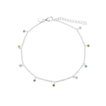 Billede af Aqua Dulce Pastel Anklet ankelkæde sølv m. cz (22 + 4 cm)