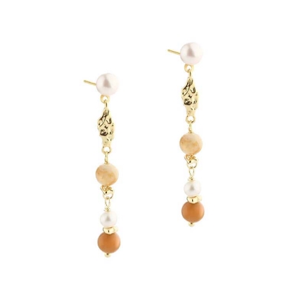 Billede af Aqua Dulce Golden Sand øreringe forgyldt sølv m. perler