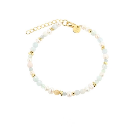 Billede af Aqua Dulce Sea Breeze armbånd forgyldt sølv m. perler (17 + 3 cm)