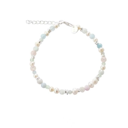 Billede af Aqua Dulce Sea Breeze armbånd sølv m. perler (17 + 3 cm)