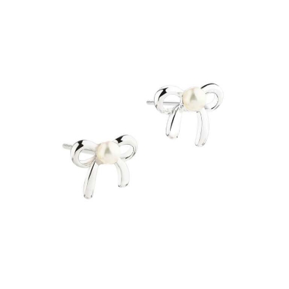 Billede af Aqua Dulce Simple Bow Pearl øreringe sølv m. perler