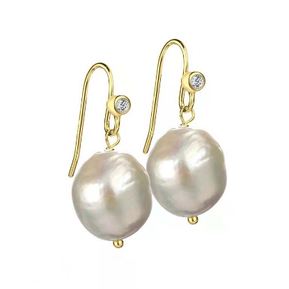 Billede af Aqua Dulce Betsy øreringe forgyldt sølv m. barokperler