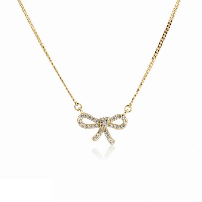 Billede af Aqua Dulce Bow Tie halskæde forgyldt sølv m. cz (42 + 3 cm)