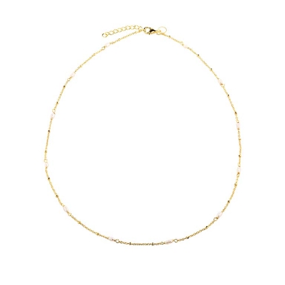 Billede af Aqua Dulce Rice Dot halskæde forgyldt sølv m. fvp (42 + 3 cm)