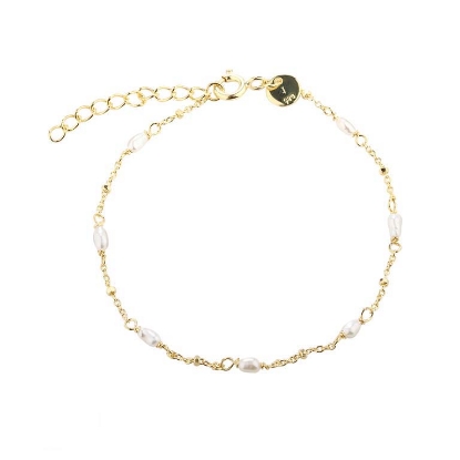 Billede af Aqua Dulce Rice Dot armbånd forgyldt sølv m. fvp (17 + 3 cm)