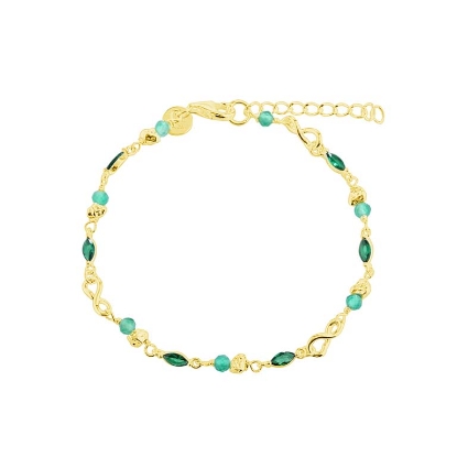 Billede af Aqua Dulce Green Garden armbånd forgyldt sølv m. cz (17 + 3 cm)