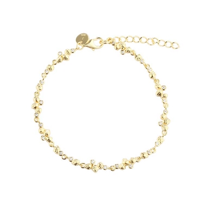 Billede af Aqua Dulce Darling Rock armbånd forgyldt sølv m. cz (17 + 3 cm)