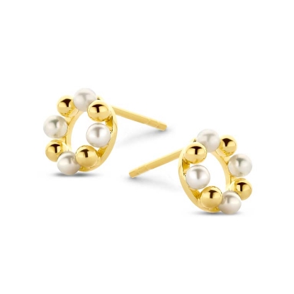 Billede af Spirit Icons Gem Round ørestikker forgyldt sølv