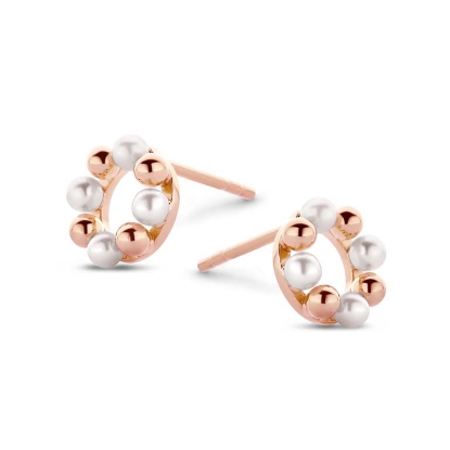 Billede af Spirit Icons Gem Round ørestikker rosaforgyldt sølv