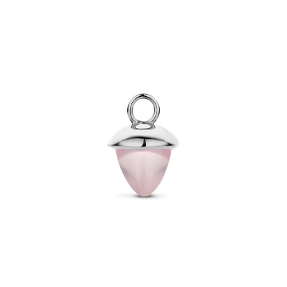Billede af Spirit Icons Acorn Drop Rose Quarts vedhæng til hoops 14 karat hvidguld med rosakvarts (1 stk)