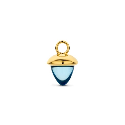 Billede af Spirit Icons Acorn Drop Swiss Blue vedhæng til hoops 14 karat guld med topas (1 stk)