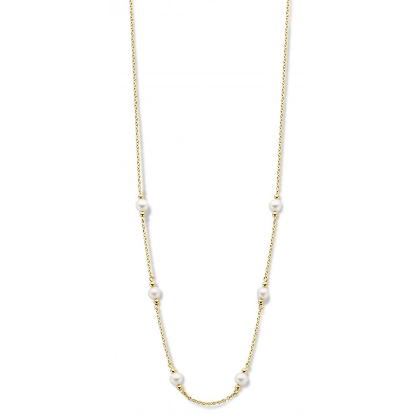 Billede af Spirit Icons Athena halskæde sølv forgyldt med perler 45 cm