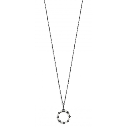 Billede af Spirit Icons Gem halskæde sølv sort rhodineret vedhæng af perler og kugler (45 cm)