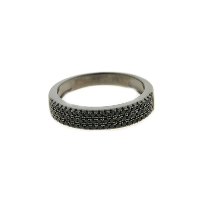 Billede af By Pind ring sølv rhodineret sølv med sorte zirkoniasten (str 56-60)