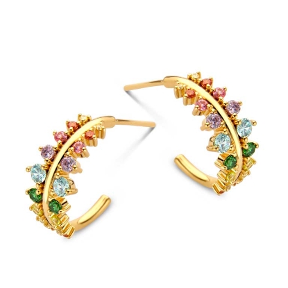 Billede af Spirit Icons Empress øreringe forgyldt sølv multifarvet m. cz