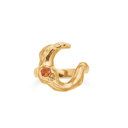 Billede af *Studio Z "Lunar" ring forgyldt sølv m. orange cz (str. 54)