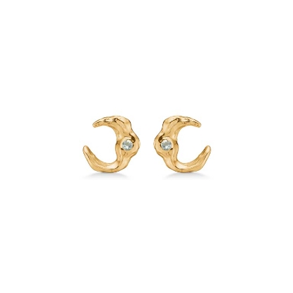 Billede af Studio Z "Lunar" øreringe forgyldt sølv m. grøn cz