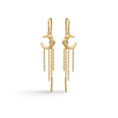 Billede af Studio Z "Lunar" øreringe forgyldt sølv m. grøn cz