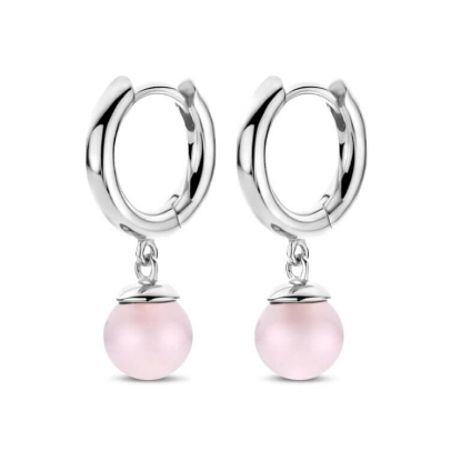 Billede af Spirit Icons Figaro Hoop øreringe sølv m. pink sten