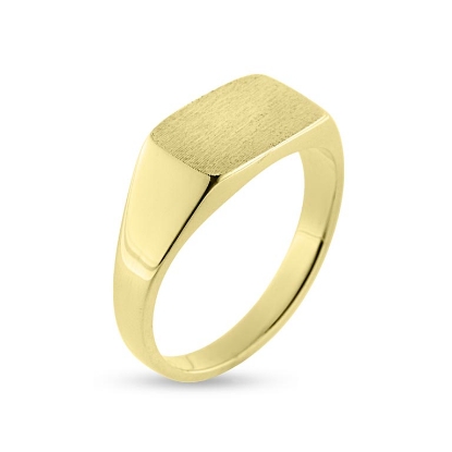 Billede af Herrering massiv lukket bund i forgyldt sølv