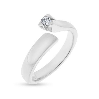 Billede af "Embrace" Ring i 14 kt. hvg. m. diamant 0,10 w/vs