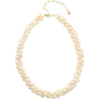 Billede af Nuni Copenhagen Leonora Pearl halskæde forgyldt sølv m. fvp (40+10 cm)