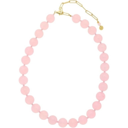 Billede af Nuni Copenhagen Jasmin Light Pink halskæde forgyldt sølv m. perler (40+10 cm)