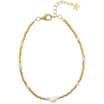 Billede af Nuni Copenhagen Saga armbånd forgyldt sølv m. perler (16+3 cm)