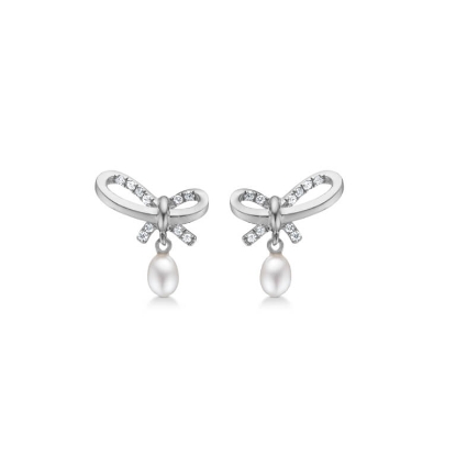 Billede af Mads Z "Miss Butterfly" øreringe sølv m. hvid topas + kulturperle