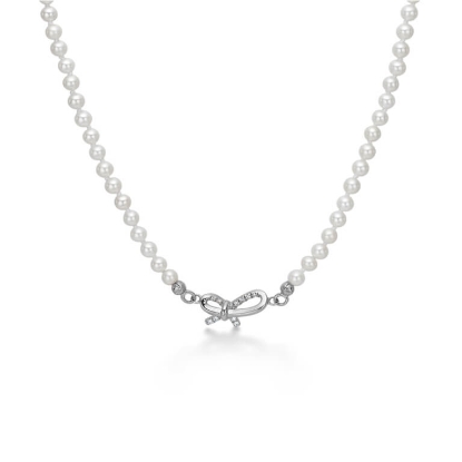 Billede af Mads Z "Miss Butterfly" halskæde sølv m. hvid topas + kulturperle (40-45 cm)