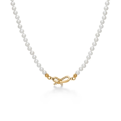 Billede af Mads Z "Miss Butterfly" halskæde 14 kt. guld m. 0,05 ct. W.SI + kulturperler