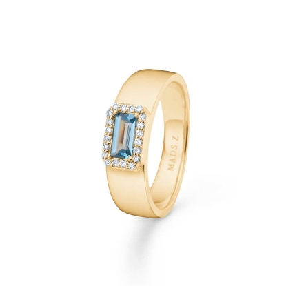 Billede af Mads Z "Indigo" ring 14 kt. guld m. topas + 0,10 ct. w/si (str. 50-60)