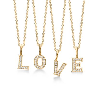 Billede af Mads Z "Tender Love" bogstav vedhæng 14 kt. guld m. brillanter (A-W)