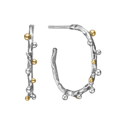 Billede af By Birdie Urban Harlem Buds Polished ørecreoler (S) sølv m.14 kt. kugler