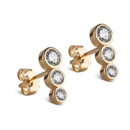 Billede af ENAMEL Copenhagen Trinity CZ øreringe forgyldt sølv