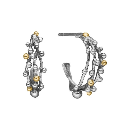 Billede af By Birdie Urban Harlem Buds-3 ørecreoler polished sølv m.14 kt. kugler