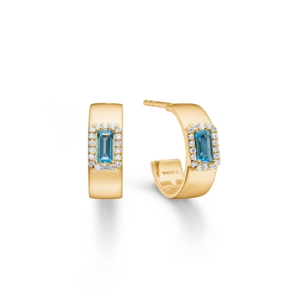 Billede af Mads Z "Indigo" øreringe 14 karat guld m. 0,18 ct. brill. + topas