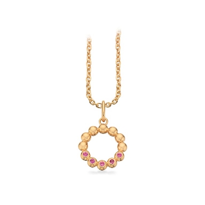 Billede af Vedhæng cirkel 0,055 pink safir 14 kt. m/sølvkæde