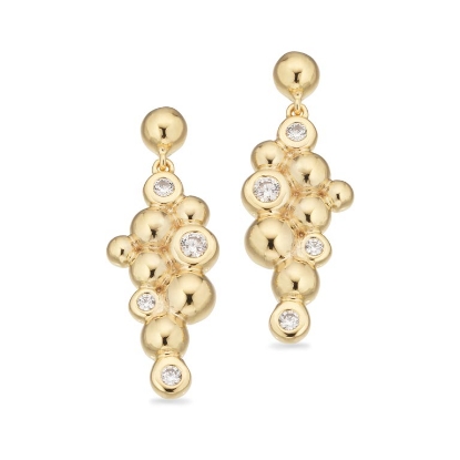 Billede af *Ørehængere kugler cubic zir. sølv fg.