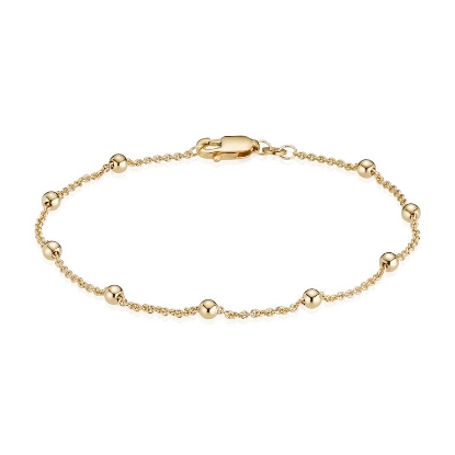 Billede af Ankelkæde rund anker kugler 28 cm. 8 kt.