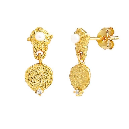 Billede af Hultquist Josephine Pearl øreringe forgyldt sølv m. cz + fvp